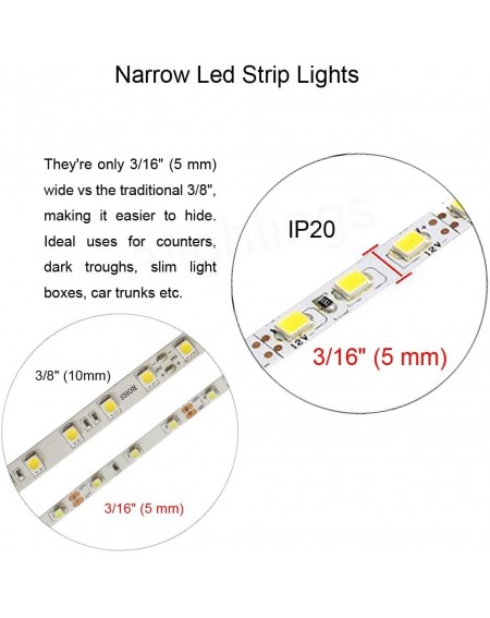 Rope Lights 5mm Led Strip- 450leds/5M Led Strip Lights- SMD 2835- 12V DC Non-Waterproof- DIY Christmas Holiday Home Kitchen C...
