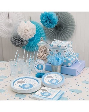 Party Tableware Blue Elephant Boy Baby Shower Dinner Plates- 8ct - Blue/White/Gray - CP11CGFQ233 $7.80