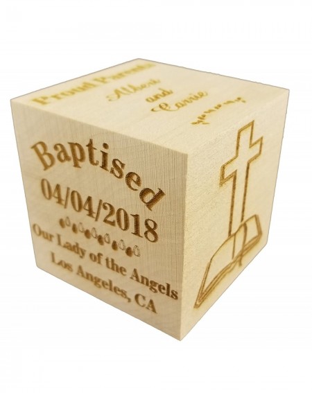 Ornaments Custom Engraved Big Baby's Baptism Christening Dedication Block 2018 Wood Baby Block (2.5") - Custom Engraved Big B...