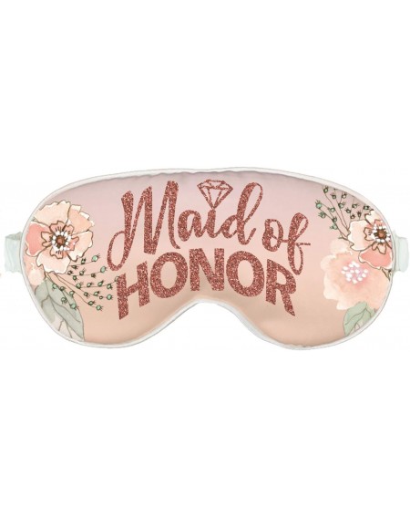 Adult Novelty Maid of Honor Favor Sleep Mask - Rose Gold Glitter Floral Maid of Honor Blush Pink w/White Piping - Bachelorett...