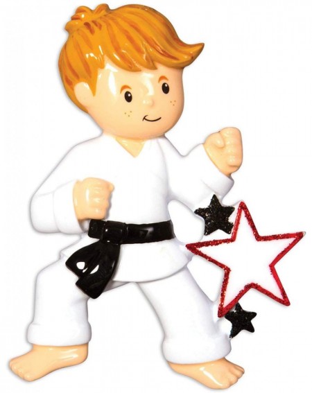 Ornaments Personalized Karate Boy Christmas Tree Ornament 2020 - Martial Art Athlete Man Belt in Training with Star Kick Hobb...