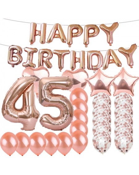 Balloons Sweet 45th Birthday Decorations Party Supplies-Rose Gold Number 45 Balloons-45th Foil Mylar Balloons Latex Balloon D...