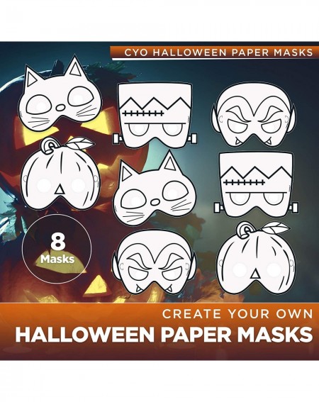 Party Packs 8 Count Color Your Own Halloween Paper Masks - Party Fall Events Kids Crafts Costumes - CG19I5MOL0R $10.22