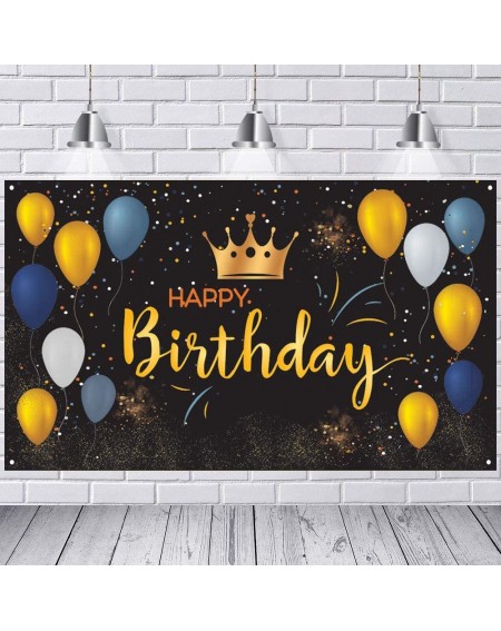 Balloons Happy Birthday Backdrop Decorations Extra Large Blue White Gold Balloons Sign Poster Birthday Background Banner Phot...