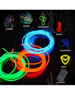 Rope Lights Neon Light EL Wire Kit Portable Glowing Strobe Lights DIY Kit with AA Battery Inverter for Halloween Christmas Pa...