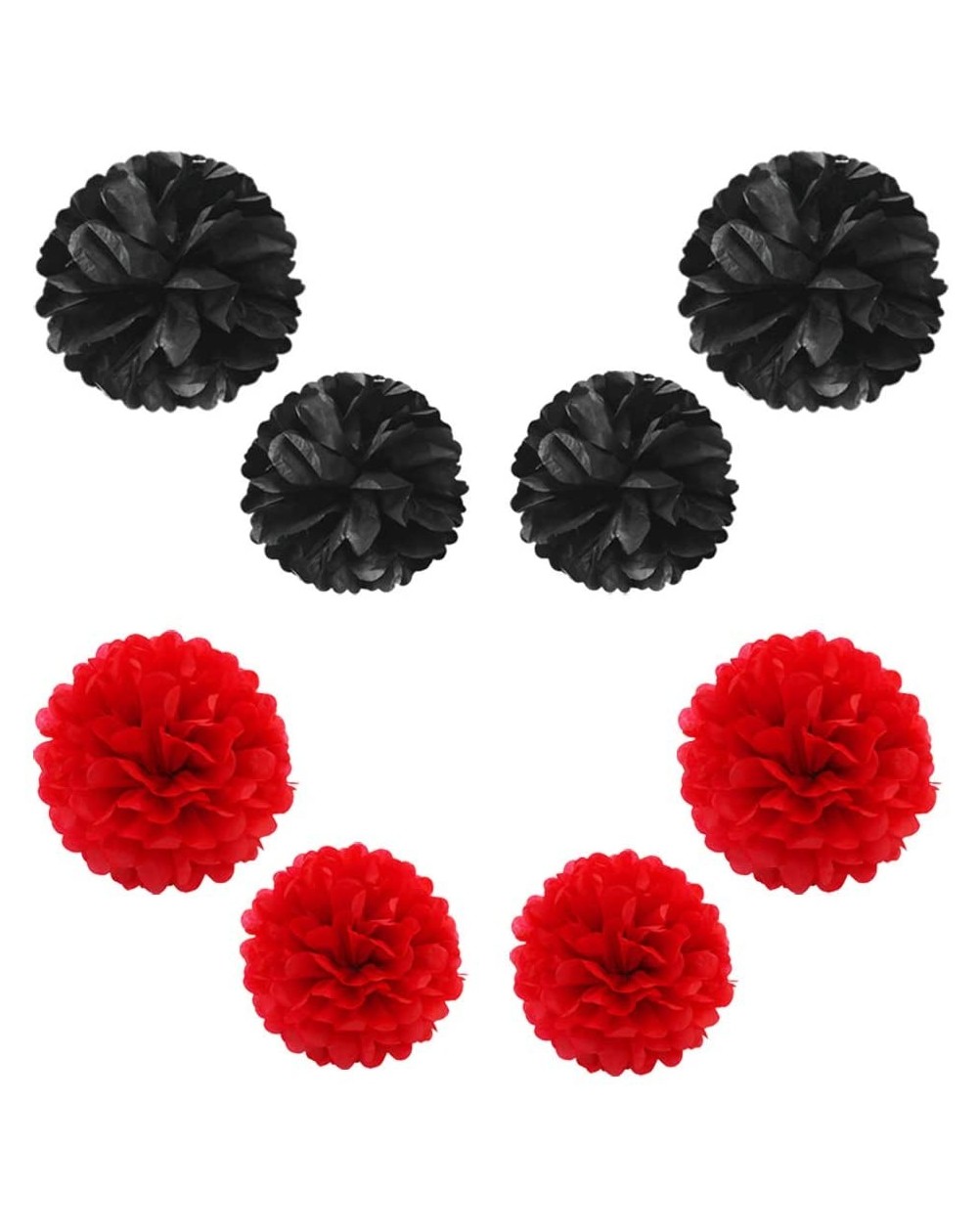 Tissue Pom Poms Black and Red Paper Pom Poms - Party Tissue Paper Flowers Balls - Party Hanging Decoration Supplies - Size of...