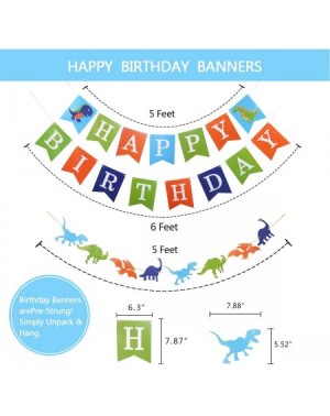 Banners & Garlands Birthday Decorations- Dinosaur Happy Birthday Decorations - Serves 5 - Happy Birthday Banner- Hanging Swir...