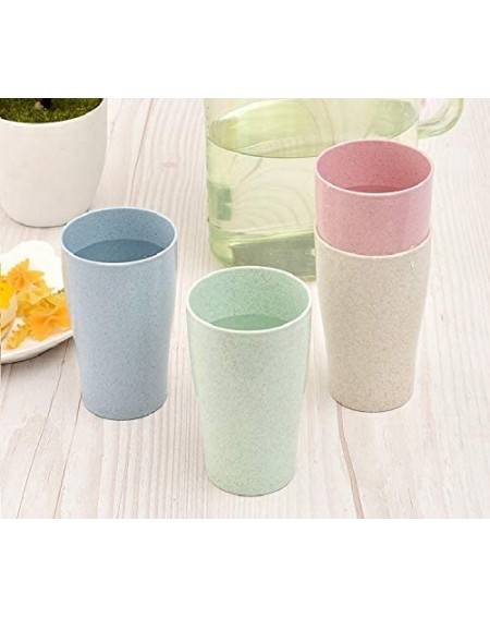 Tableware Adult and children wheat straw indestructible cups (12 ounces)- 4-color sturdy and durable reusable accompanying cu...
