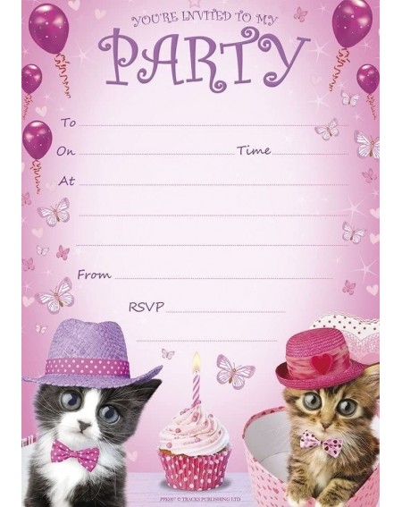 Invitations Birthday Party Invitations Cute Kittens Cupcakes - Pack 20 - CE12GVLQBB5 $10.04