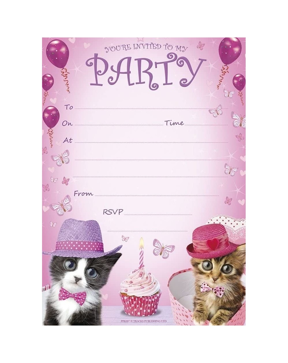 Invitations Birthday Party Invitations Cute Kittens Cupcakes - Pack 20 - CE12GVLQBB5 $10.04