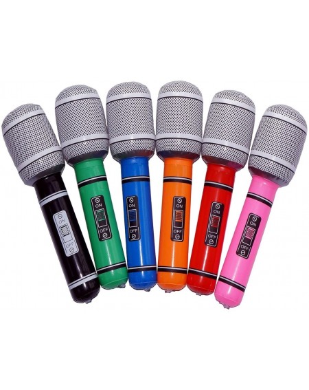 Party Favors 6pcs Inflatable Plastic Microphone 33CM Party Favor Kids Toy (Random Color) - CX126BX8WVF $17.34
