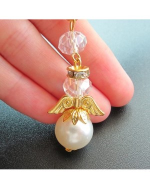 Favors Angel Design Keychain Favors (12 PCS) Pearl Crystal Keychain Ring Baptism Party Favor Christening Gold Chain - CV18XTS...