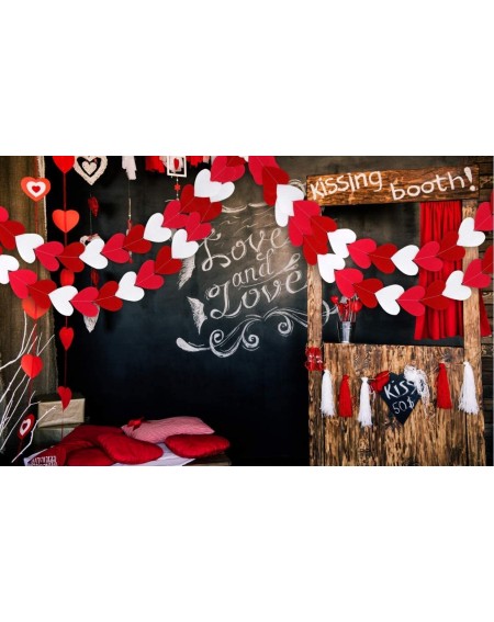 Garlands Valentine's Day Love Party Decorations 2 Pack Felt Red Heart Banner Garland Mothers Day Decorations for Birthday Wed...