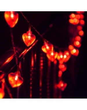 Indoor String Lights 50 LED Valentine Heart Shape String Lights with Remote- Battery Operated Heart String Lights- Red Heart ...