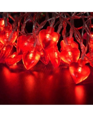 Indoor String Lights 50 LED Valentine Heart Shape String Lights with Remote- Battery Operated Heart String Lights- Red Heart ...