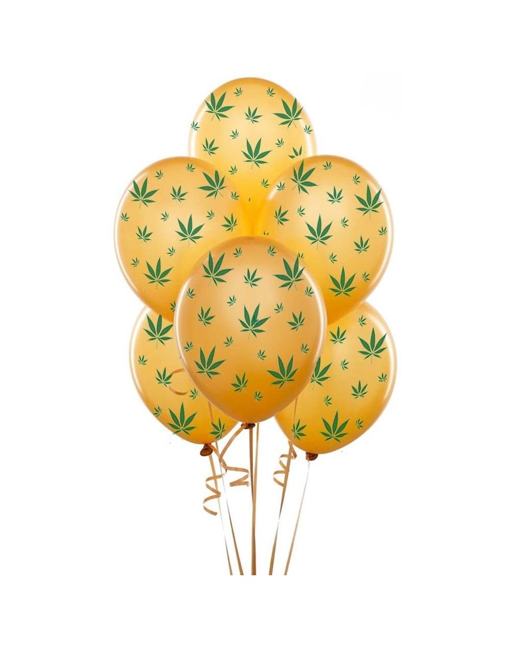 Balloons Marijuana Balloons Party-TEX 11in Premium Gold with All-Over Print Green Marijuana Leaves Pkg/12 - Gold - CA12LLWXPI...