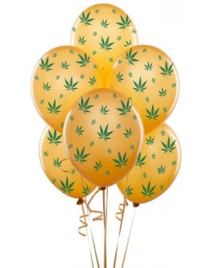 Balloons Marijuana Balloons Party-TEX 11in Premium Gold with All-Over Print Green Marijuana Leaves Pkg/12 - Gold - CA12LLWXPI...