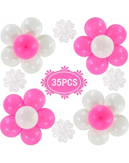 Balloons 35Pcs Portable Flower Shape Balloon Clips Holder with 30 pack Pink White Balloons 4pcs Flower Balloon Clips Glue Poi...