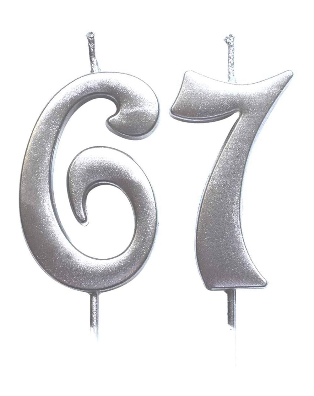 Birthday Candles Silver 67th Birthday Numeral Candle- Number 67 Cake Topper Candles Party Decoration for Women or Men - C618T...