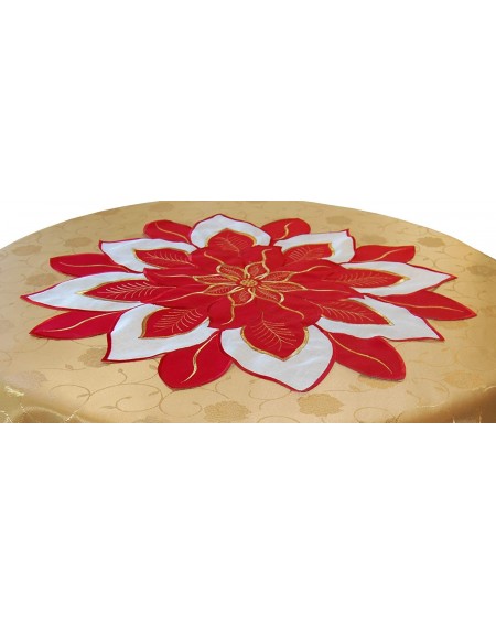 Centerpieces Embroidered Holiday Table Topper (33.5" x 33.5"- Red) Poinsettia - Red Poinsettia - CL18GO00LCD $12.53