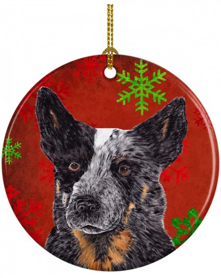 Ornaments SC9436-CO1 Australian Cattle Dog Red Snowflakes Holiday Christmas Ceramic Ornament SC9436- 3 in- Multicolor - C111H...