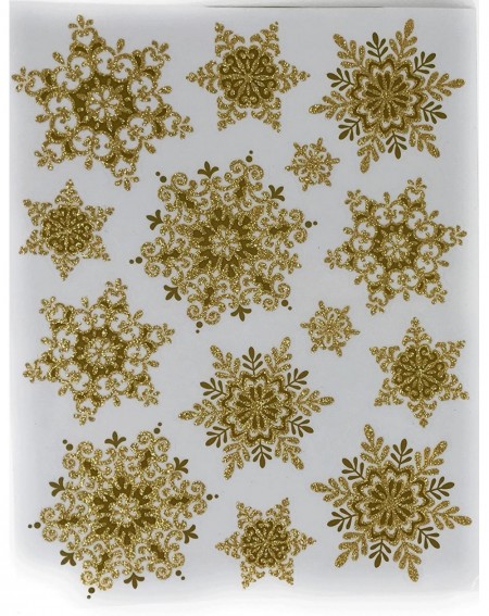 Ornaments Gold Glitter Snowflakes Christmas Holiday Vinyl Window Clings - CO12N2HV9K0 $15.20