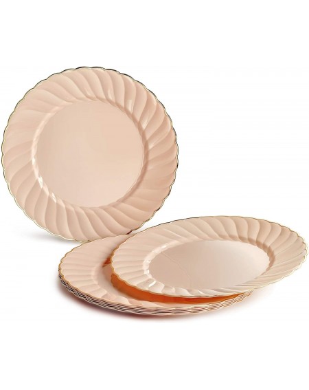 Tableware 50 Plates Pack (25 Guests)-Vintage Wedding Party Disposable Plastic Plate Set -25 x 10.25" Dinner + 25x7.5" Salad/d...