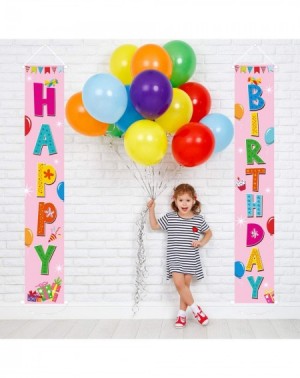 Banners & Garlands Pink Happy Birthday Banner Colorful Birthday Door Cover Welcome Porch Sign for Birthday Theme Baby Shower ...