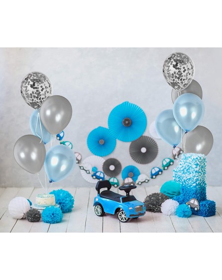 Balloons Silver Light Blue Balloons Silver Confetti Balloons 44 Pack Winter wonderland Decorations for Elephant Baby Shower B...