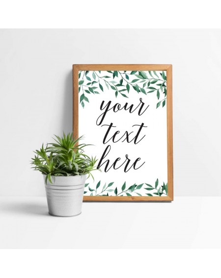 Banners & Garlands Personalized Extra Large Wedding Easel Board Party Sign- 12x18-inch- Natural Greenery Green Leaves- Your T...