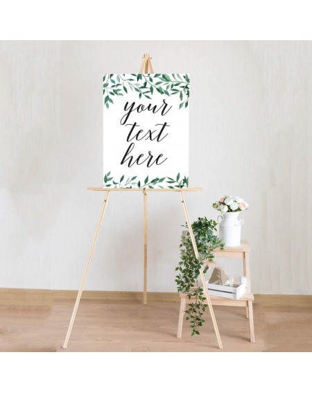 Banners & Garlands Personalized Extra Large Wedding Easel Board Party Sign- 12x18-inch- Natural Greenery Green Leaves- Your T...