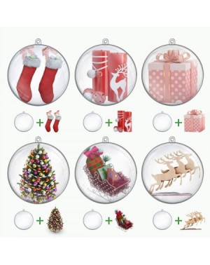 Ornaments Christmas Decorations- DIY Clear Plastic Fillable Christmas Ornaments Balls- Transparent Ball Ornaments for Xmas Tr...