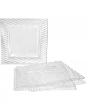 Tableware 50 Plates Pack (25 Guests)-Heavyweight Wedding Party Square Disposable Plastic Plate Set -(25 x 9.5" + 25 x 6.5" (S...
