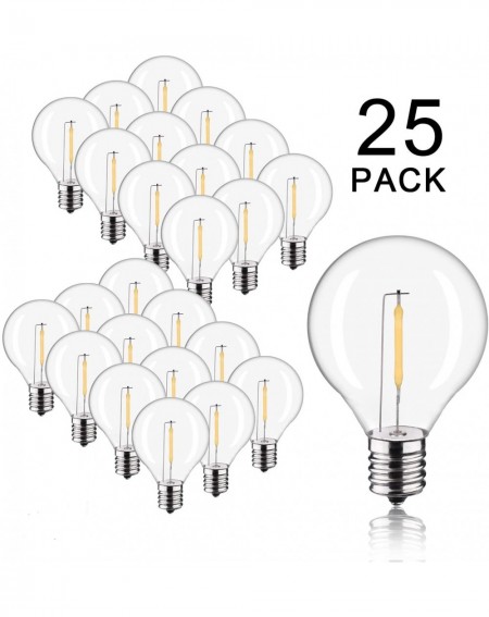 Outdoor String Lights G40-E12-25 Pack Indoor/Outdoor String Lights- Dimmable E12 Screw Clear Globe LED Bulbs - G40 - CF19DSTW...