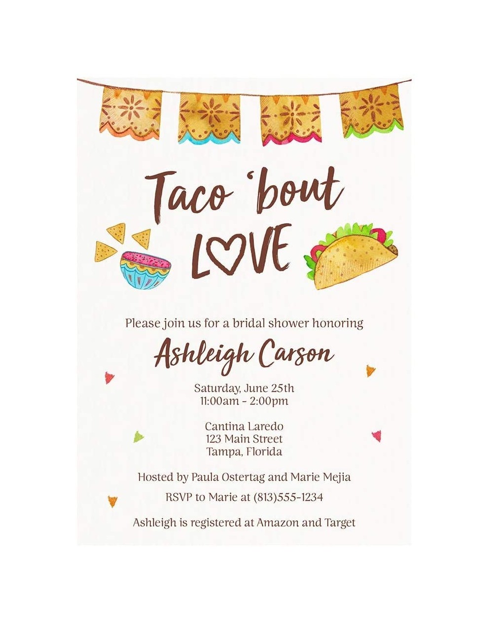 Invitations Taco Bridal Shower Invitations Fiesta Wedding Invite Taco Bout 'Bout Love Customizable Printed Personalized Cards...