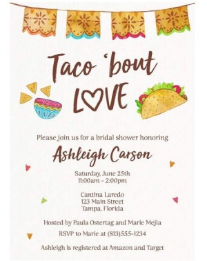 Invitations Taco Bridal Shower Invitations Fiesta Wedding Invite Taco Bout 'Bout Love Customizable Printed Personalized Cards...