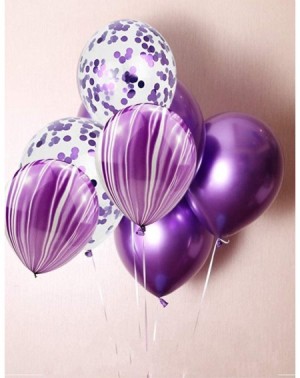 Balloons 30 pcs Purple Confetti Balloon Arch Set-12 Inch Purple Metallic Latex Balloon Marble Agate Balloon Kit for Birthday ...