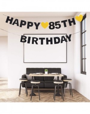 Banners & Garlands Happy 85th Birthday Banner Black Glitter 85 Years Old Bday Anniversary Party Decoration Sign for Women Men...