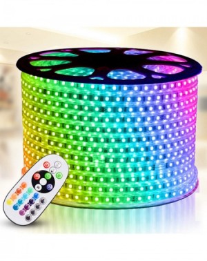 Indoor String Lights RGB LED Strip Light- AC 110-120V Flexible/Waterproof/Multi Colors/Multi-Modes Function/Dimmable SMD5050 ...