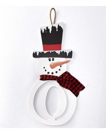 Wreath Hangers Snowman Monogram Hanger Plaque - Christmas Door Art Accent - O - White O - CK18A0L6D2K $20.63