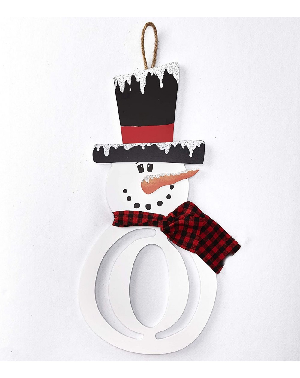 Wreath Hangers Snowman Monogram Hanger Plaque - Christmas Door Art Accent - O - White O - CK18A0L6D2K $32.48