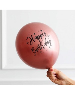 Balloons 50Pcs Print Happy Birthday Balloons 12Inch Metallic Chrome Balloon in Rose Gold for Birthday Party Decoration. (Rose...