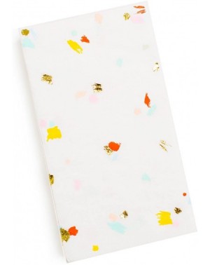 Tableware Rectangle Paper Napkins- Multi Color and Gold Splatter Confetti Print- 32 Count - Multi Color and Gold Splatter Con...