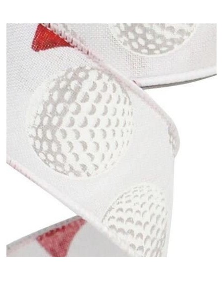 Bows & Ribbons Craig Bachman Imports- White/Red 1.5" x10yd Wired Golf Ball Ribbon - CI18EQCXSTS $36.99