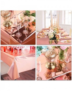Tablecovers 2 Pack Rose Gold Foil Tablecloth Table Cover Shiny Plastic Party Table Cloth for Banquet Festival Party Table Dec...