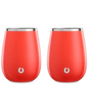 Tableware Insulated Stainless Steel Wine Glasses- Pinot Noir- Set of 2- Coral - Coral - C418D8Q609H $21.19
