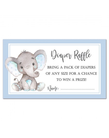 Invitations 48 Watercolor Elephant Baby Shower Raffle Cards (Blue) - Blue - CU18G3OA04T $11.19