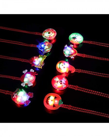 Party Favors 30 Pieces Halloween Flash LED Necklace Halloween LED Light up Necklace Pendent for Teens Adults Halloween Birthd...
