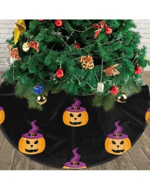Tree Skirts Pumpkin in A Witch Hat Halloween 48 Inch Christmas Tree Print Skirt Decoration for Merry Christmas Party Polyeste...