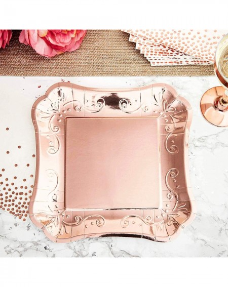 Tableware Rose Gold Party Supplies- 9 Inch Paper Plates (9 x 9 In- 48-Pack) - CW18XEQUM72 $14.93